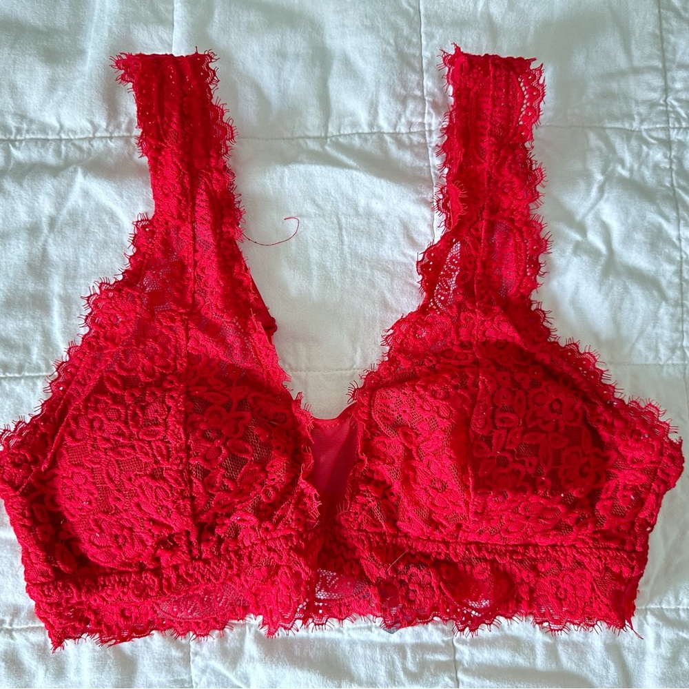 Aerie Red Lace Bralette Small
